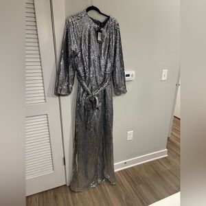 Silver Sequin Boohoo Plus Jumpsuit